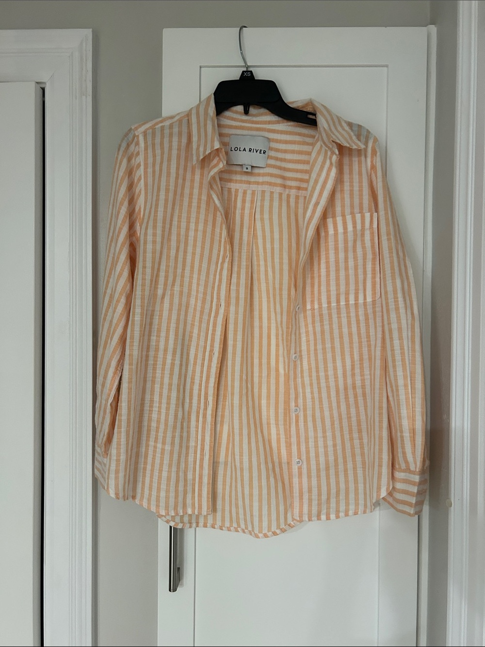 Lola River Peach Striped Button-Down Shirt